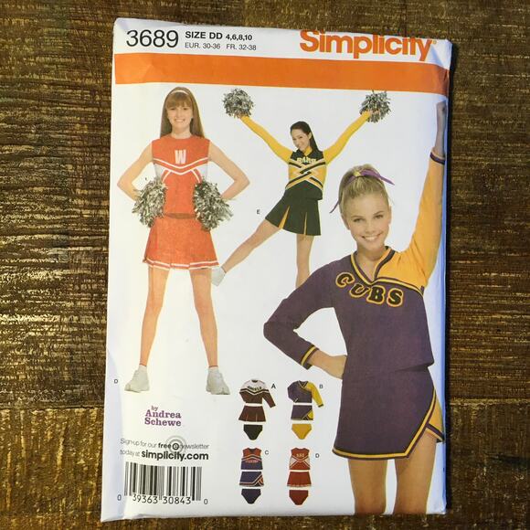 Simplicity Sewing Pattern 3689 Cheer Cheerleader Outfit Bring it On 4-10 UNCUT - Picture 1 of 2